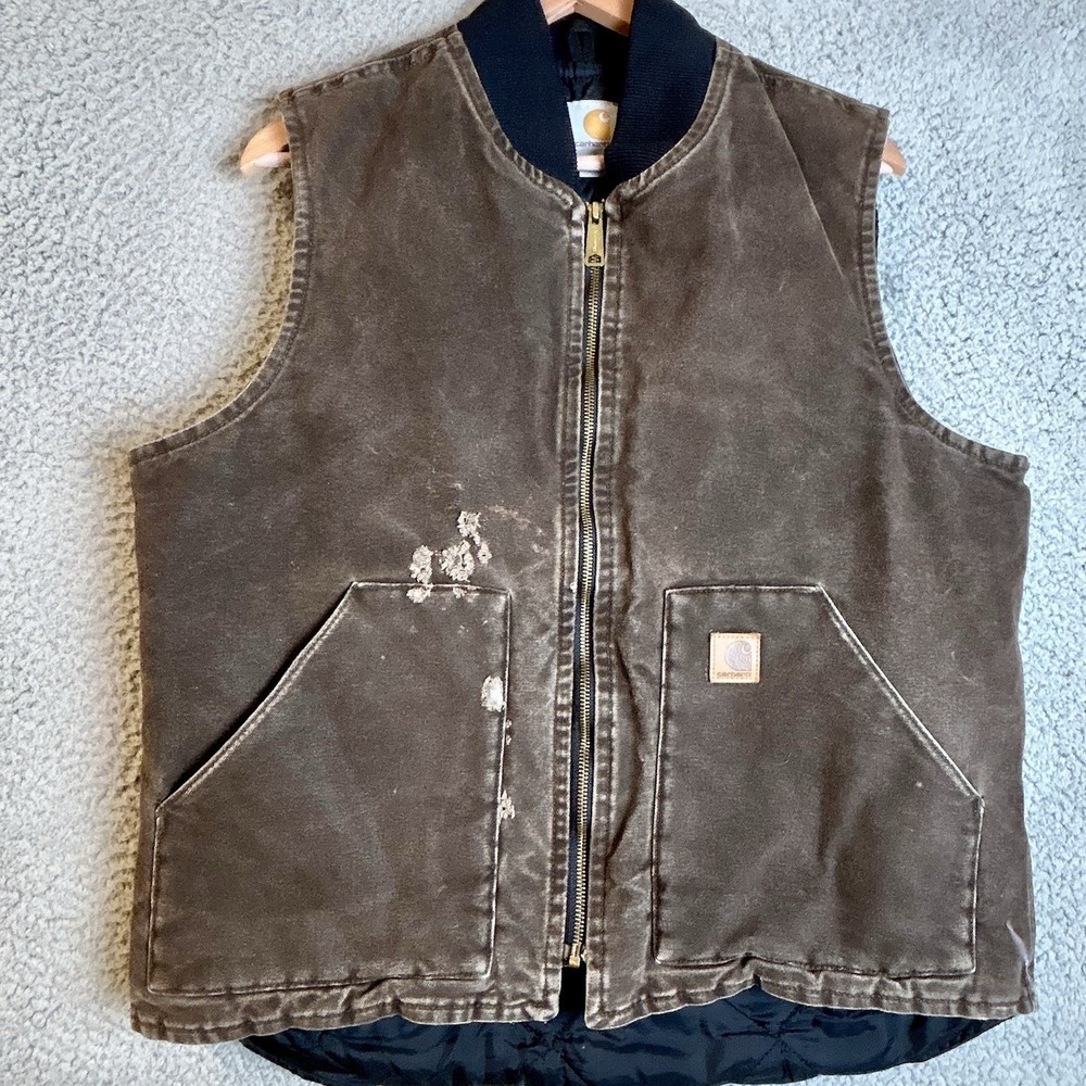 Vintage Carhartt Quilted Artic Vest Dark Brown V02 DKB Men's Large Tall